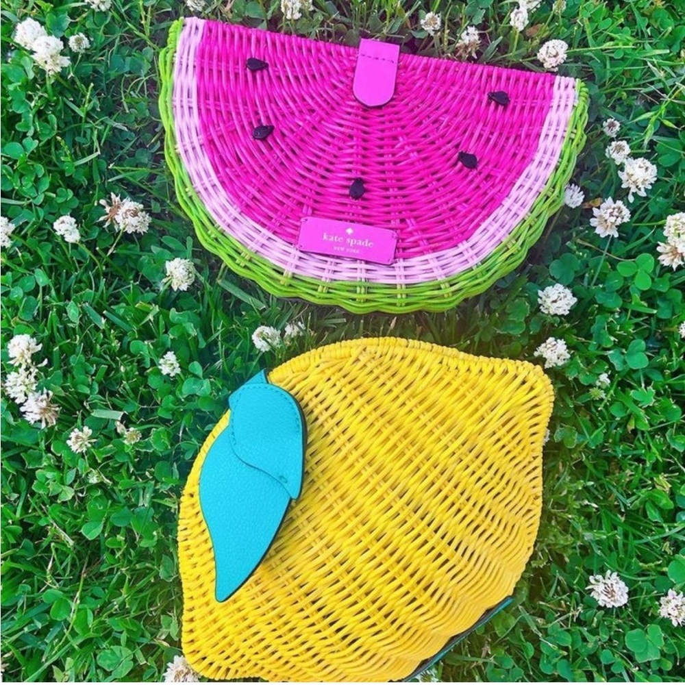New Kate Spade Lemon Wicker novelty purse